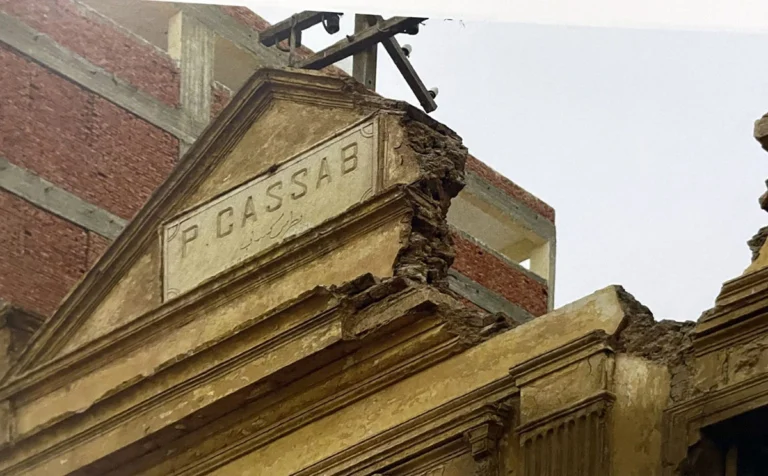 “Petros Kassab”… Another forgotten house in Suez falls The marble plaque in the house of Peter Kassab from the book History and Architecture of Suez 2010
