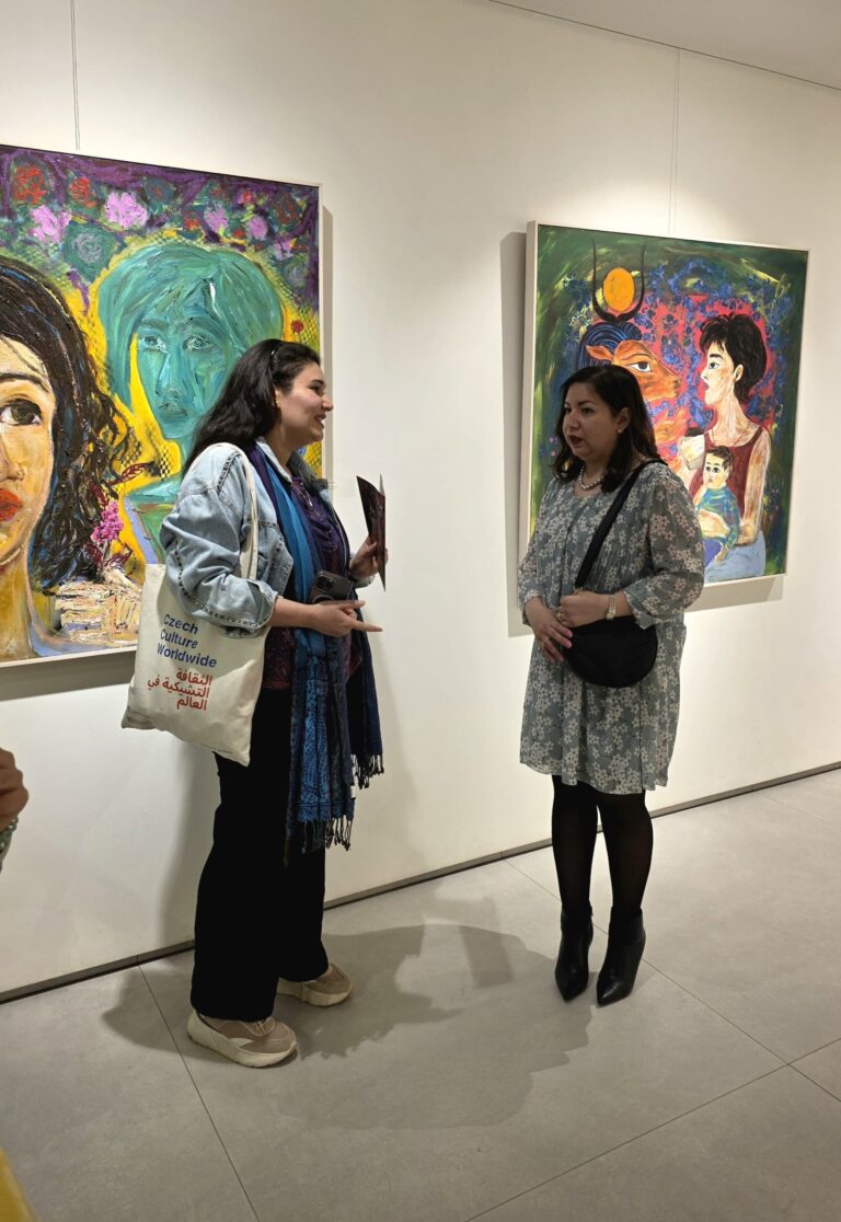 The visual artist Lina Osama in her exhibition -
